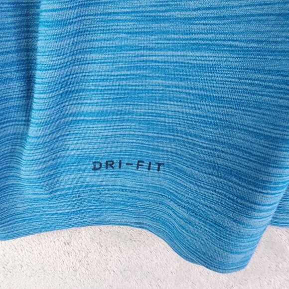 Mens Blue Nike Dri-Fit Pullover Shirt 1/4 Zip Long Sleeve Mock Neck Size L - Picture 6 of 14